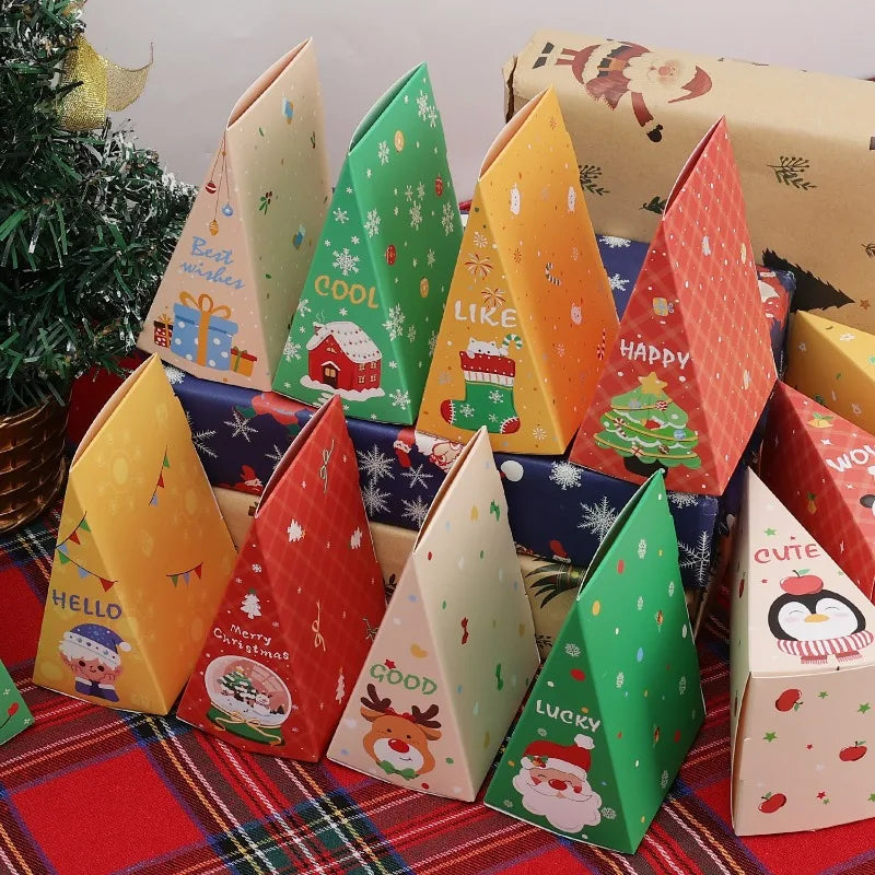 12pcs Christmas Candy Boxes Christmas Gift Packag Box Xmas Tree Hanging Pendent New Year Blind Boxes DIY Party Favors Decoration