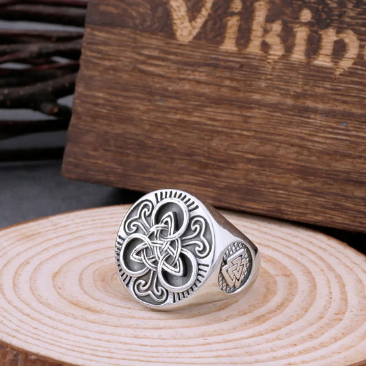 Stainless Steel Viking Vintage Trinity Rune Ring for Men Nordic Odin Valknut Amulet Accessories Celtic Knot Fashion Male Jewelry
