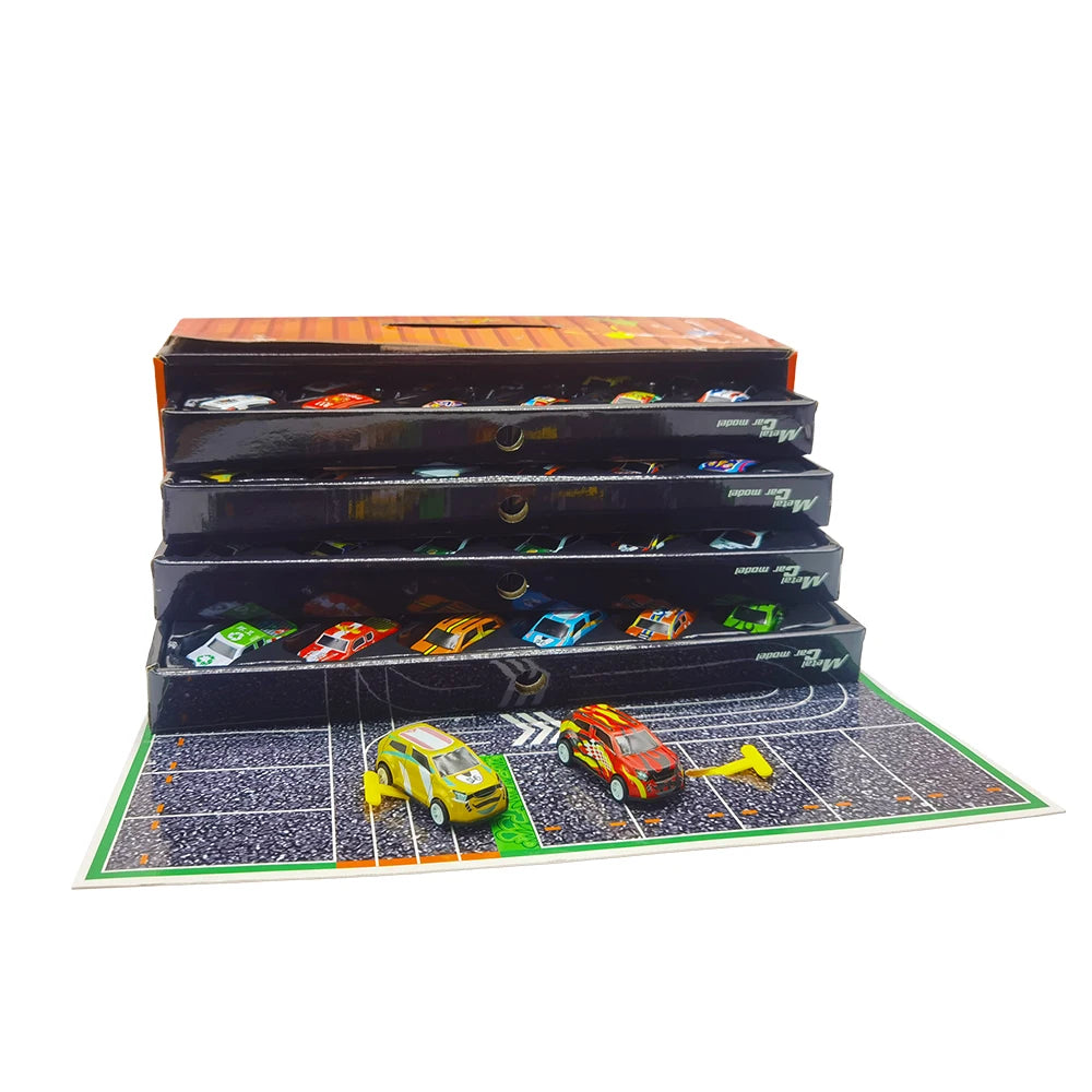 Christmas Gift 48Pieces Alloy Racing Car Models Scale Cars Set Container Storage Toy Metal Trucks Vehicles Model for for Kids