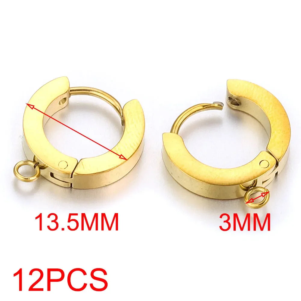 10pcs Stainless Steel Round Earrings Hooks Clasps Earring Post Components Parts Ear Ring for Making Supplies Women DIY Findings