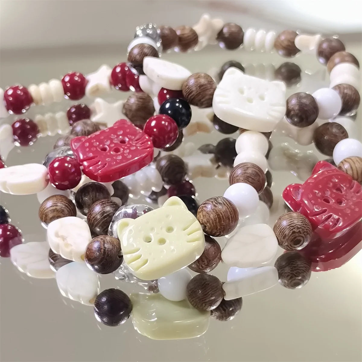 Handmade Ceramic Star Cat Bracelet Cartoon Korean Style Fresh Bracelet Jewelry Accessories Bead Cute Bead Bracelet Women