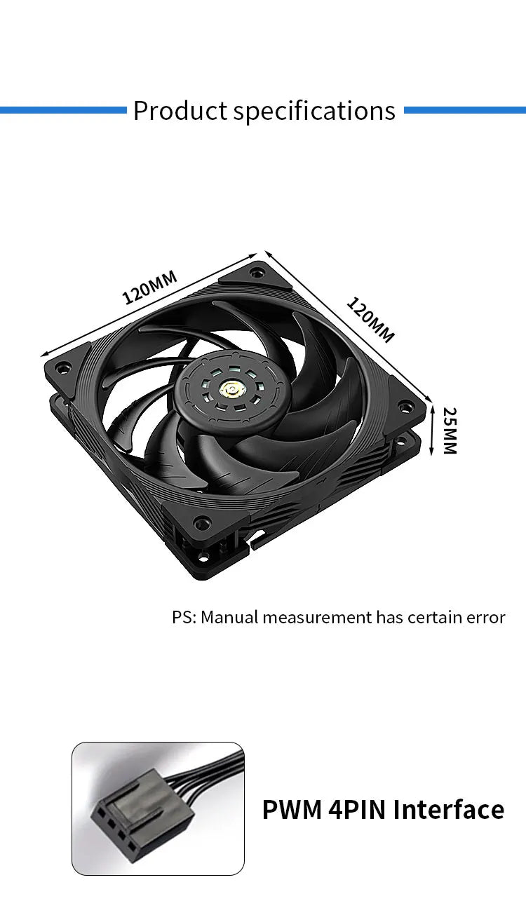 TEUCER T30 CPU Cooler Fan 2150RPM 4PIN PWM 12cm Computer Case Cooling System Fan SFDB Silent PC Gamer CPU Cooler 120mm Fan