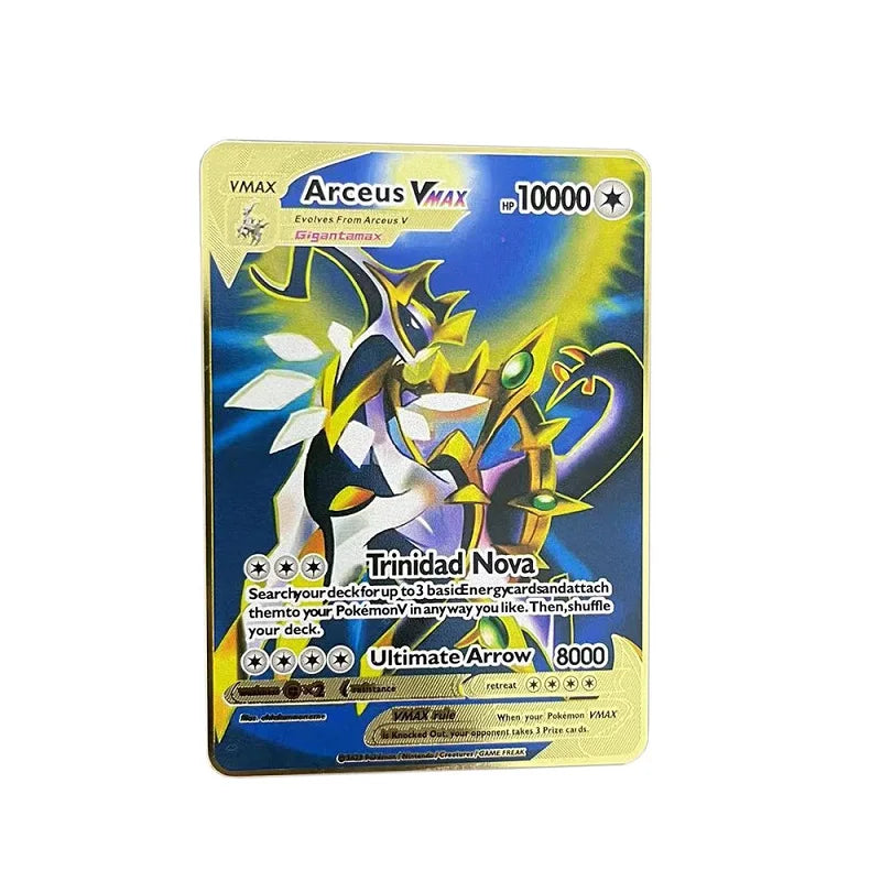 Pokemon Metal Card 10000 Points Arceus Charizard Raichu Super Card Golden English Mewtwo Vmax GX EX Christmas gift