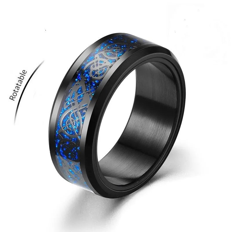 Viking Dragon Stainless Steel Anti Stress Rings Men Fidget Spinner Free Shipping Anti Anxiety Relaxing Rotating Ring Anillo
