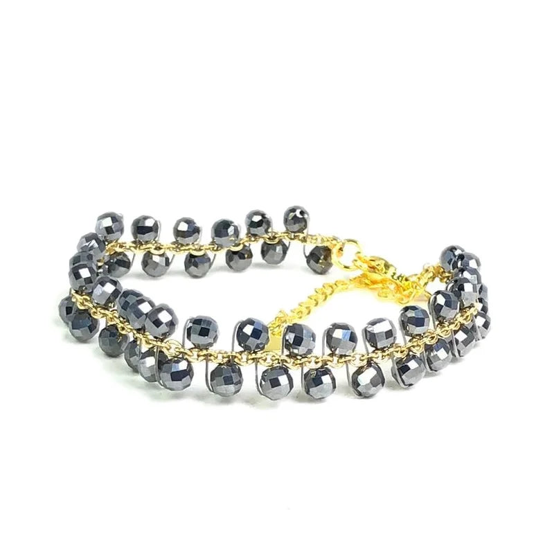 natural multifaceted 3-4mm stone Tourmaline garnet crystal quartz bracelet Women Jewelry Party /Wedding Luxury Gift Set Handwork