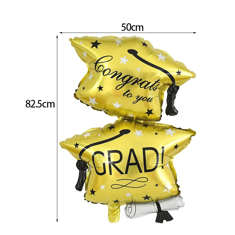 Graduation Balloon Gold Black Doctor Helium Foil Balloons Congratulation Graduation High School 2025 Graduation Party Decoration
