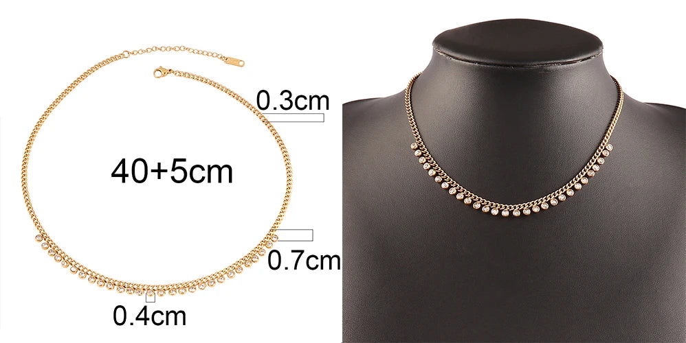 Trendy Stainless Steel Necklace For Women Gold Silver Color Round Geometric Pendant Necklace Choker Snake Chain Necklace Jewelry