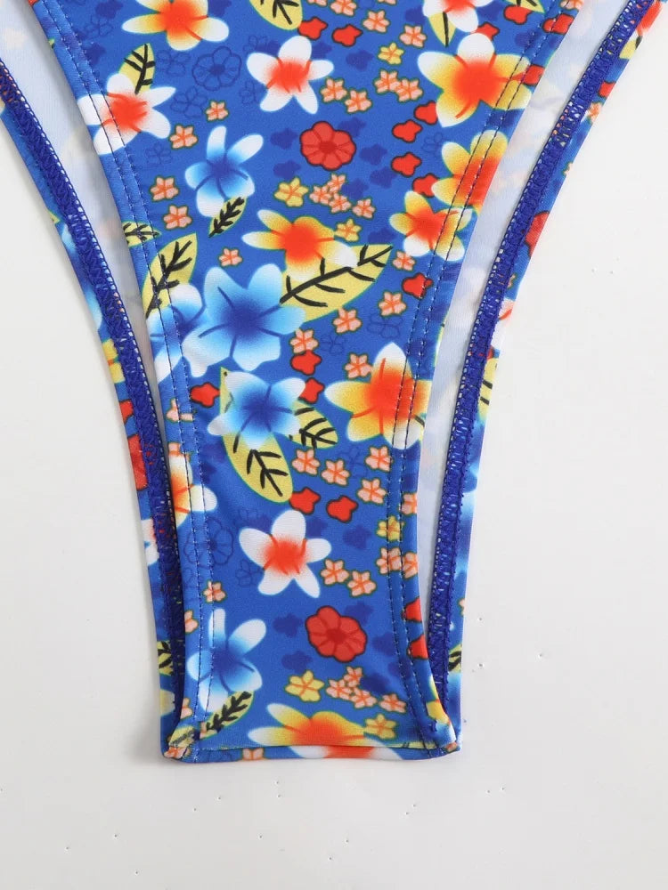 Bikini Women Swimsuit 2025 New Print Halter Bikinis Set Sexy Thong Swimwear Summer Two Piece Backless Beach Bathing Suit Female