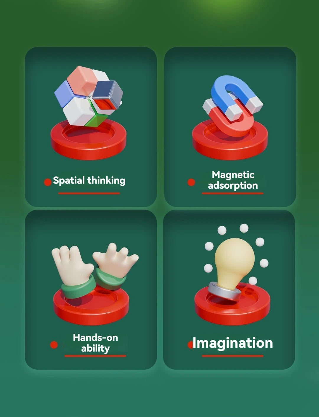 New Popular Christmas Magnetic Blocks suit, DIY Building Toy, Montessori Magnetic Building Blocks Halloween Christmas Gift