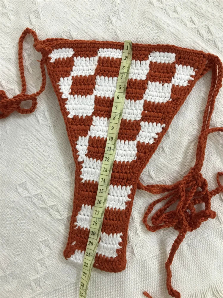 Lady's Custom Crochet Bikini Set 2 Pieces Bathing Suit Sexy Micro Bikinis Handmade Swimsuit Thong Swimwear Women Outfits