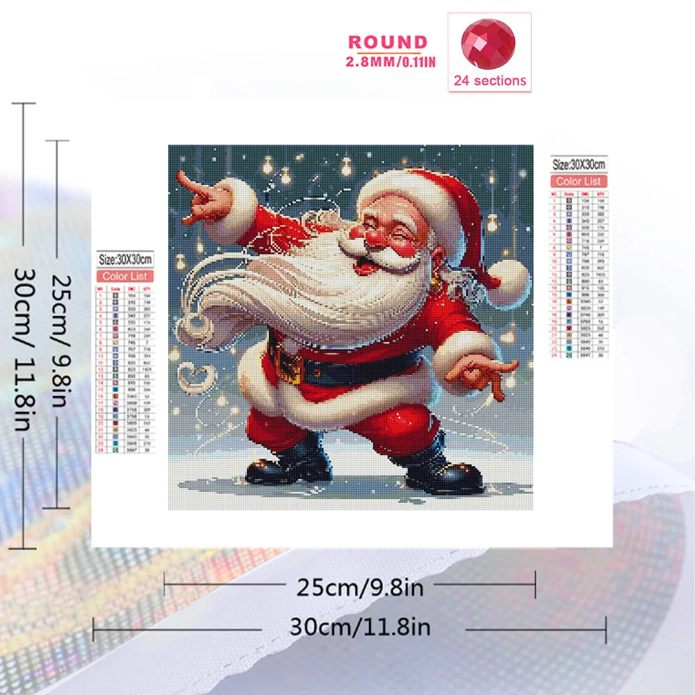 Huacan 5d Diamond Painting Portrait Santa Claus Full Square Round Diamond Mosaic Cartoon Handmade Christmas Gift Home Decor