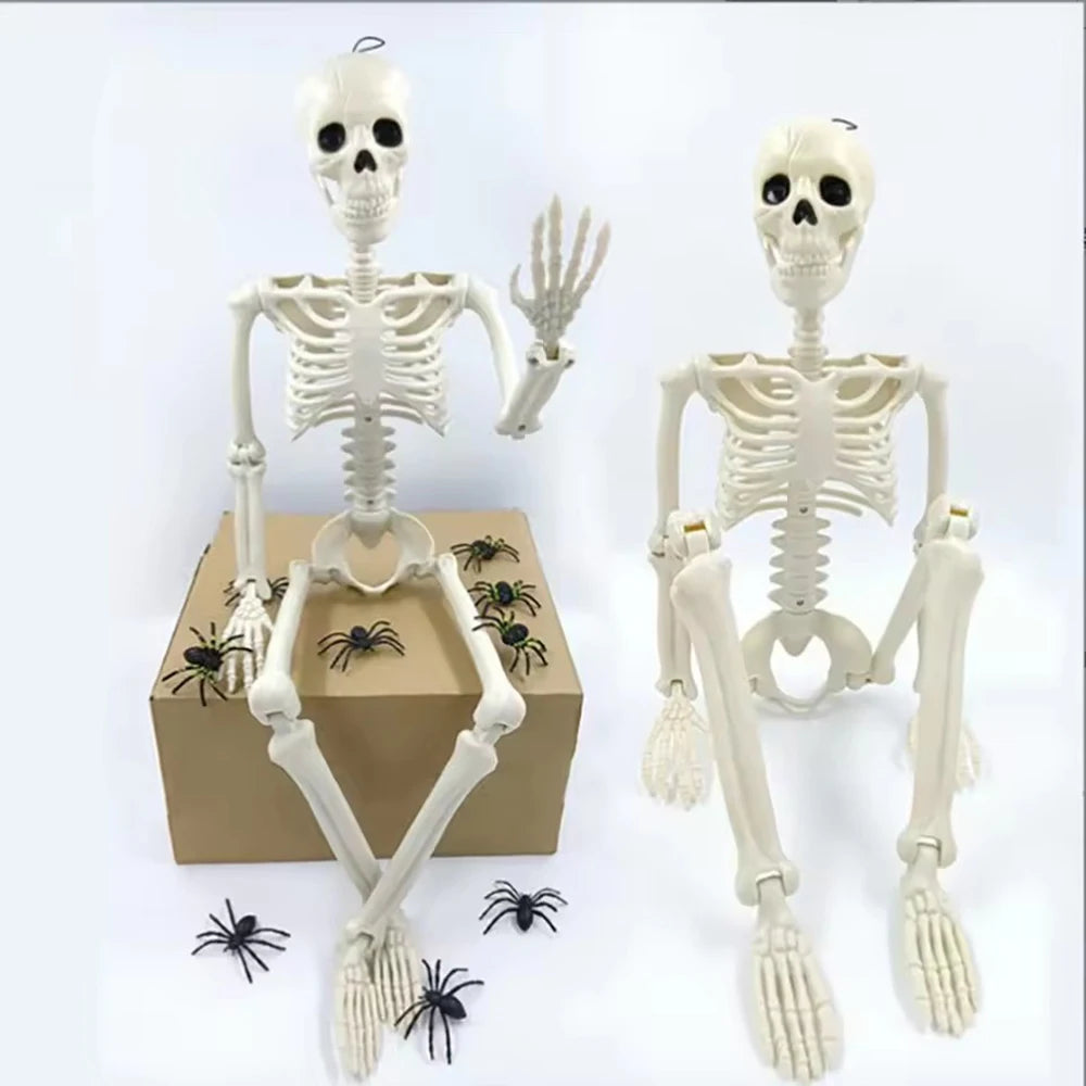 Halloween Skeleton Decoration Spooky Scary Skeleton with Movable Joints Posable Skeleton Decoration 40cm for Indoor Outdoor