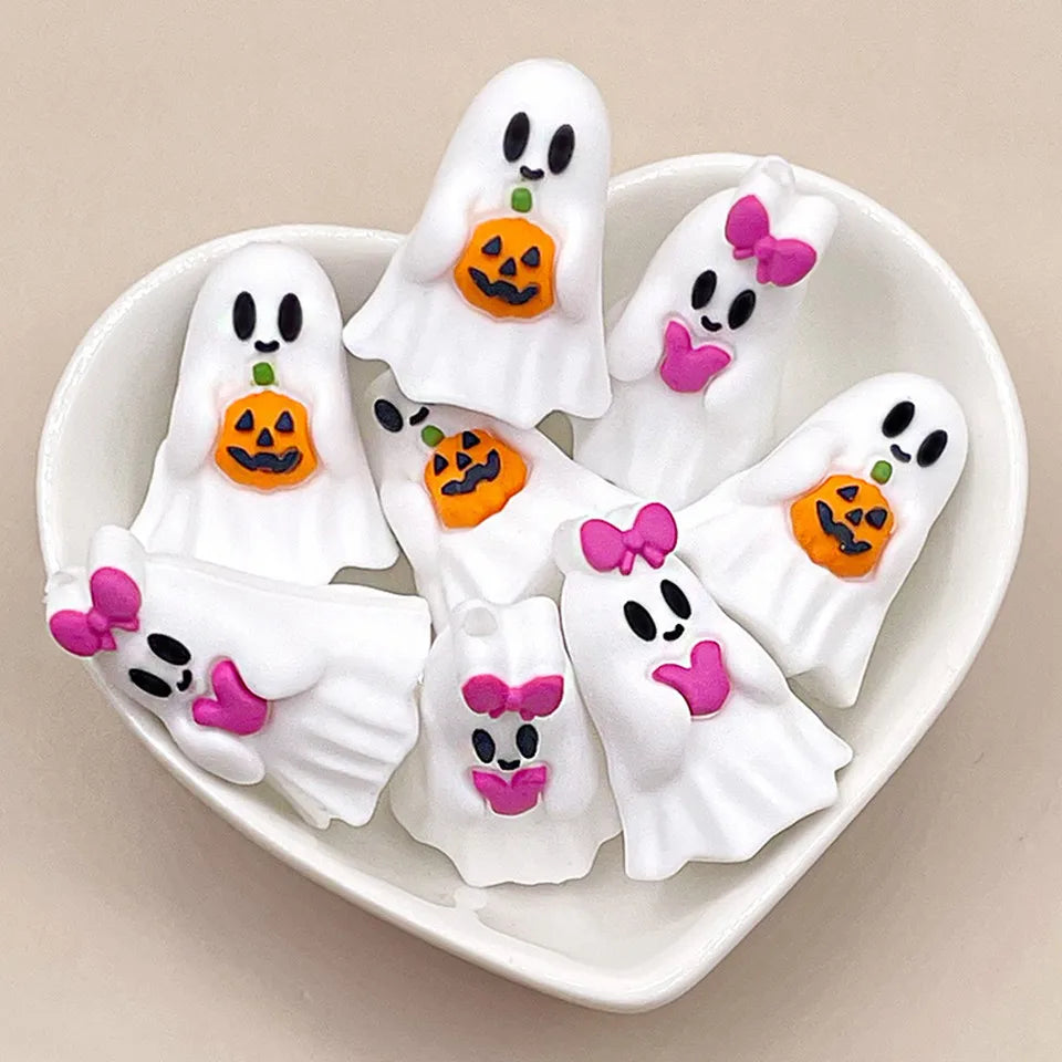 20pcs Halloween 3D Silicone Beads Stereo Ghost Shape For Jewelry Making DIY Pen KeyChain Necklace Accessories Silicone Beads