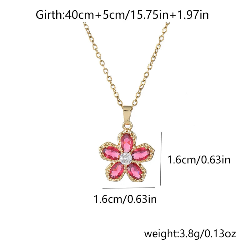 Titanium Steel Tulip Pendant Necklace Women New Fashion Elegant Five Flowers Necklace High Jewelry Party Gifts Wholesale