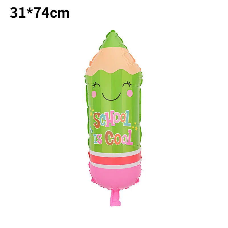 Back To School Student Stationery Bus Schoolbag Rubber Pencil Foil Balloon Babyshower Decoration Child Birthday Party Globos