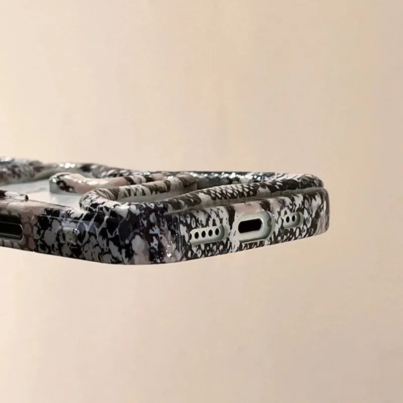 Luxury Stylish 3D Snake Hollow Phone Case For iPhone 16 Pro Max 15 14 Plus 13 12 11 Shockproof Skin Glossy Grain Cooling Cover