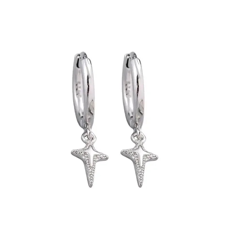 925 Sterling Silver Minimalist Jesus Cross Pendant Earrings Gold/Silver  Hoop Earrings Fashion Wedding Party Earrings Jewelry