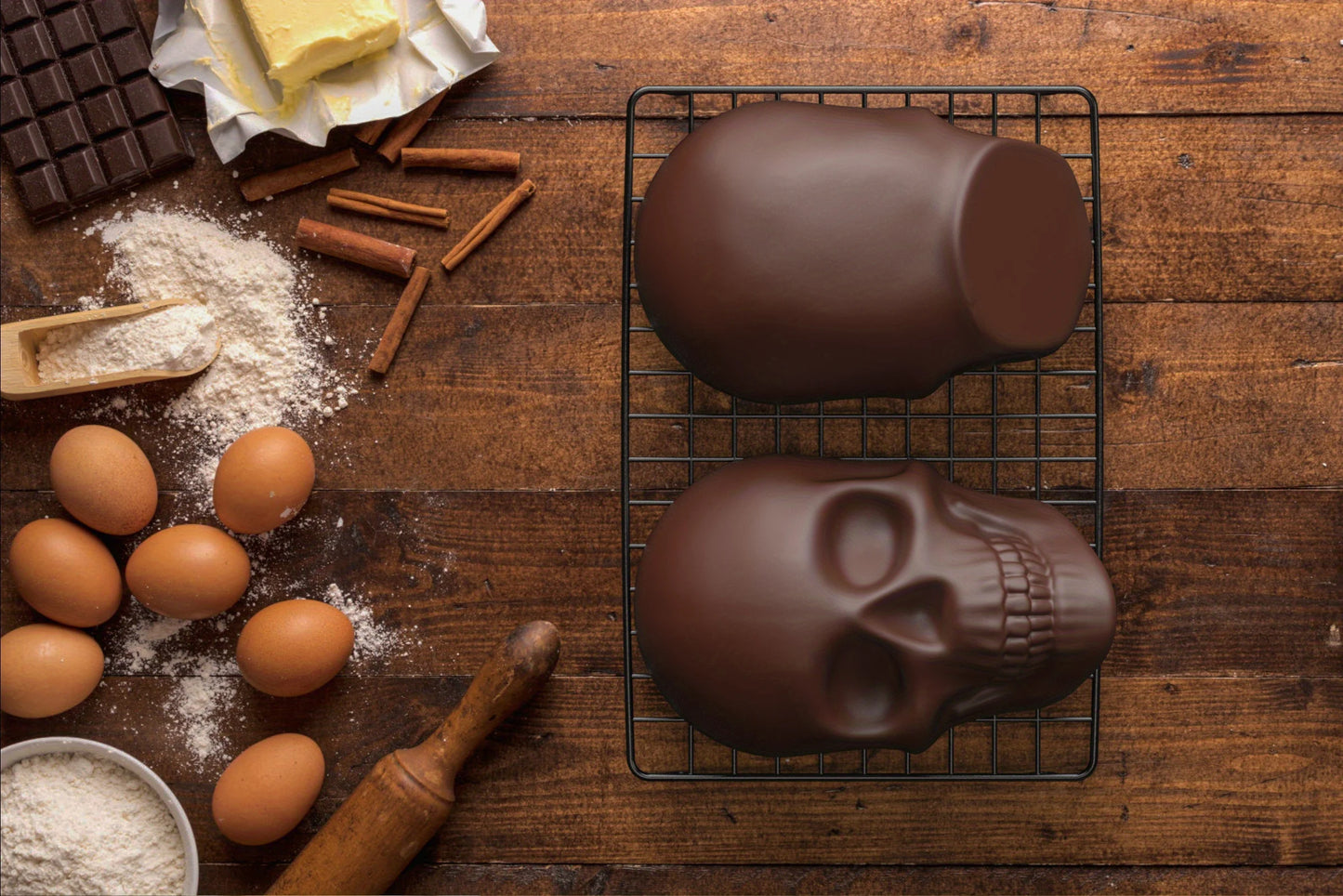 1pc Large Skull Cake Pan Haunted Skull Baking Cake Mold For Halloween And Birthday Party