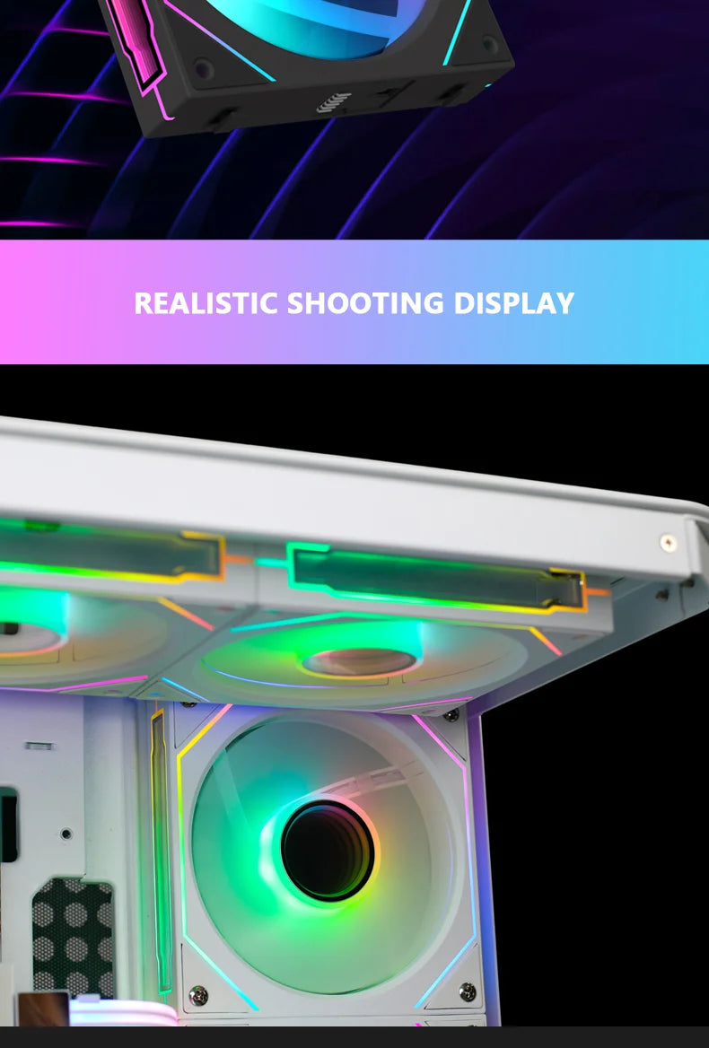 JUMPEAK MX120 360mm Modular Wireless Splicing 120mm PC Case Cooling Fan ARGB Infinite Mirror Light Effect For Water Cooler Fan