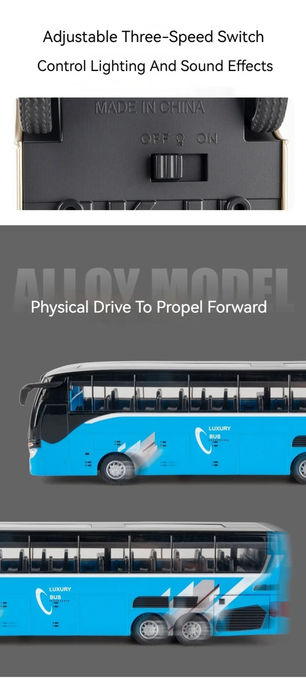 1:30 Business Single Alloy Diecast Double Decker Bus Model Toys Car Doors Opened Sound Light Pull Back Cars Child Christmas Gift