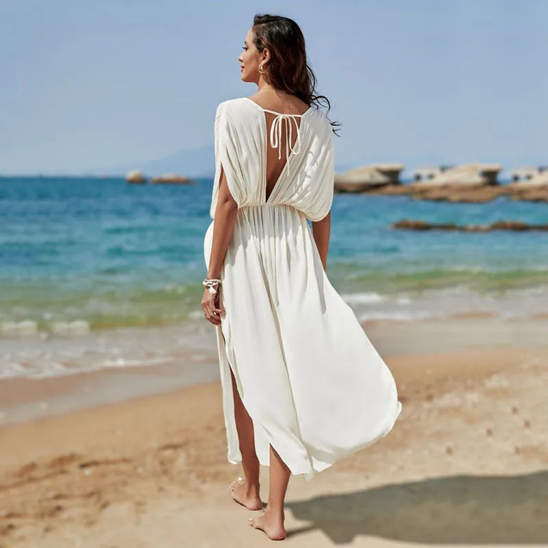 Para Praia Cotton  Bikini Cover Ups Beachwear Quick Drying Beach Dress Robe Femme Long Dress Sarong Women Loose Jumper