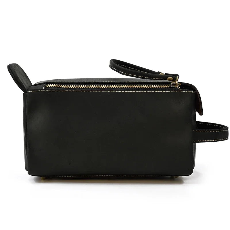 Fashion High Quality Small Travel Bag Crazy Horse Leather Travel Wallet Storage Bag Washing Make Up Bag For Travel toiletry