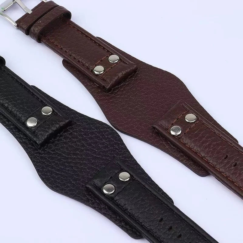 20 22mm Cow Leather Watch Strap for Fossil CH2564 CH2565 CH2891CH3051 Wristband Black Brown Tray Band with Rivet Style bracelet