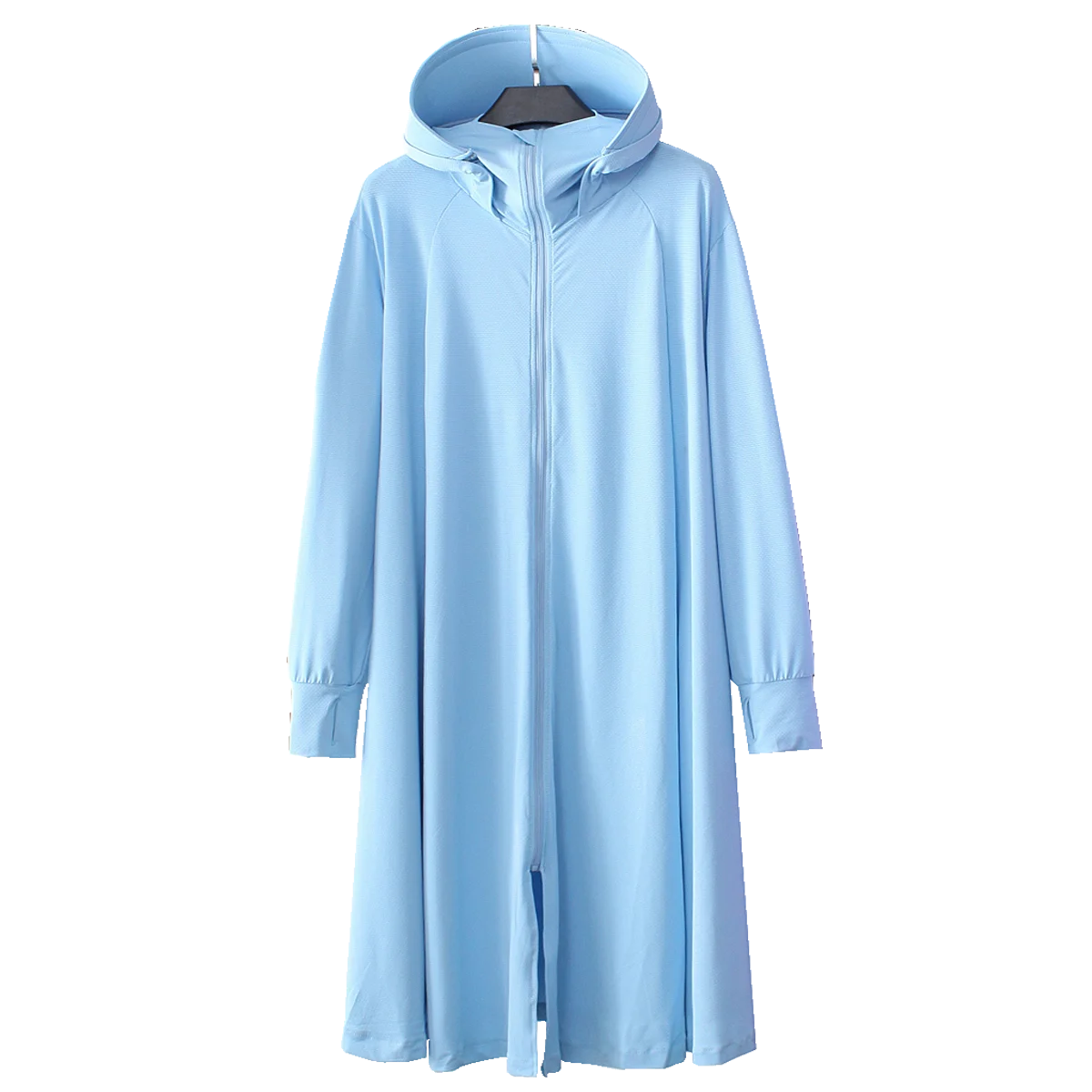 Sunscreen Sun Protection Long Coat Hooded Washable Ruffles Adjustable Waist Beach Anti-UV Dress For Women UPF50+ Long Coat 5XL