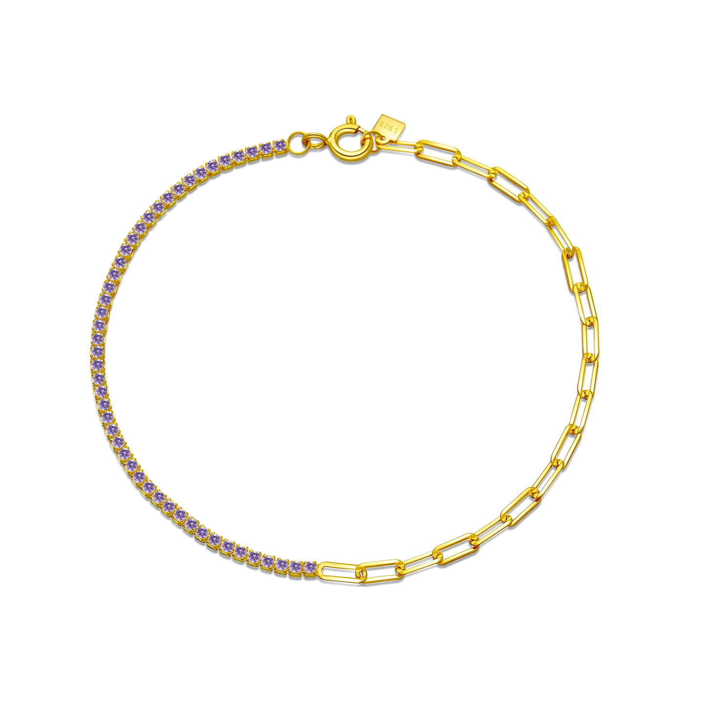 VEWANT 925 Sterling Silver Rainbow Colorful Zircon CZ Chain Bracelet Women Fine Jewelry Rock Punk Wedding Anniversary Gift