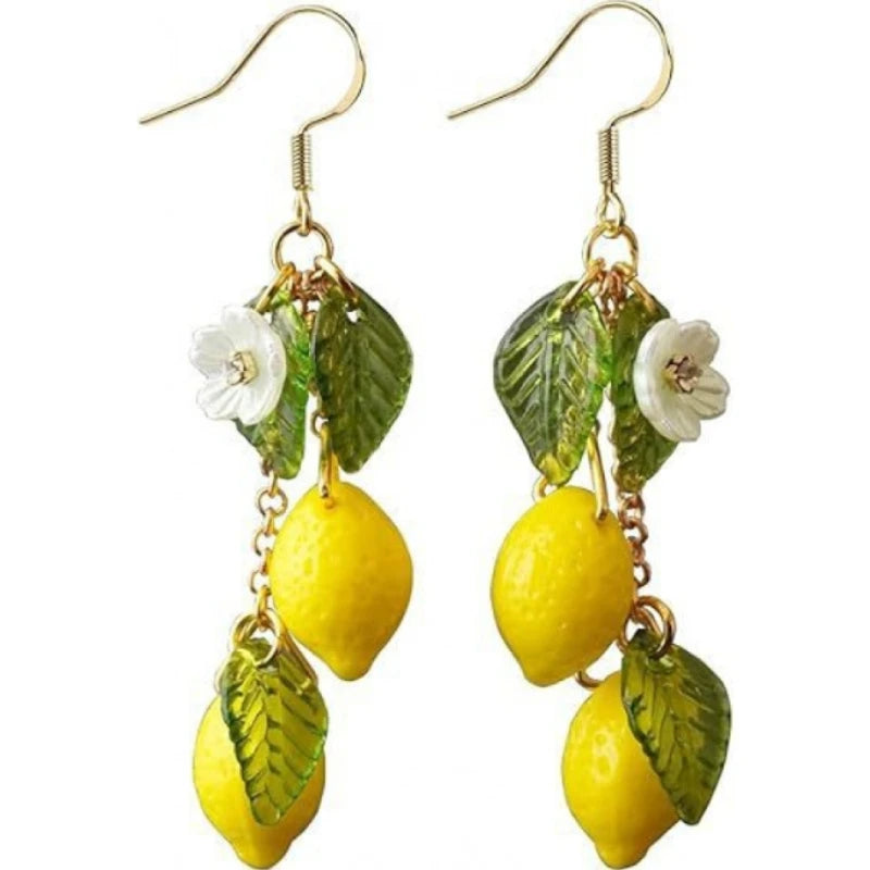 Glass Lemon Earrings Light Weight Fruit Food Earrings Can Love Kawaii Earrings Pastoral Earrings for Women Her Birthday Present