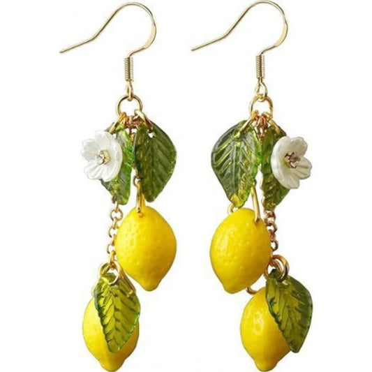 Glass Lemon Earrings Light Weight Fruit Food Earrings Can Love Kawaii Earrings Pastoral Earrings for Women Her Birthday Present