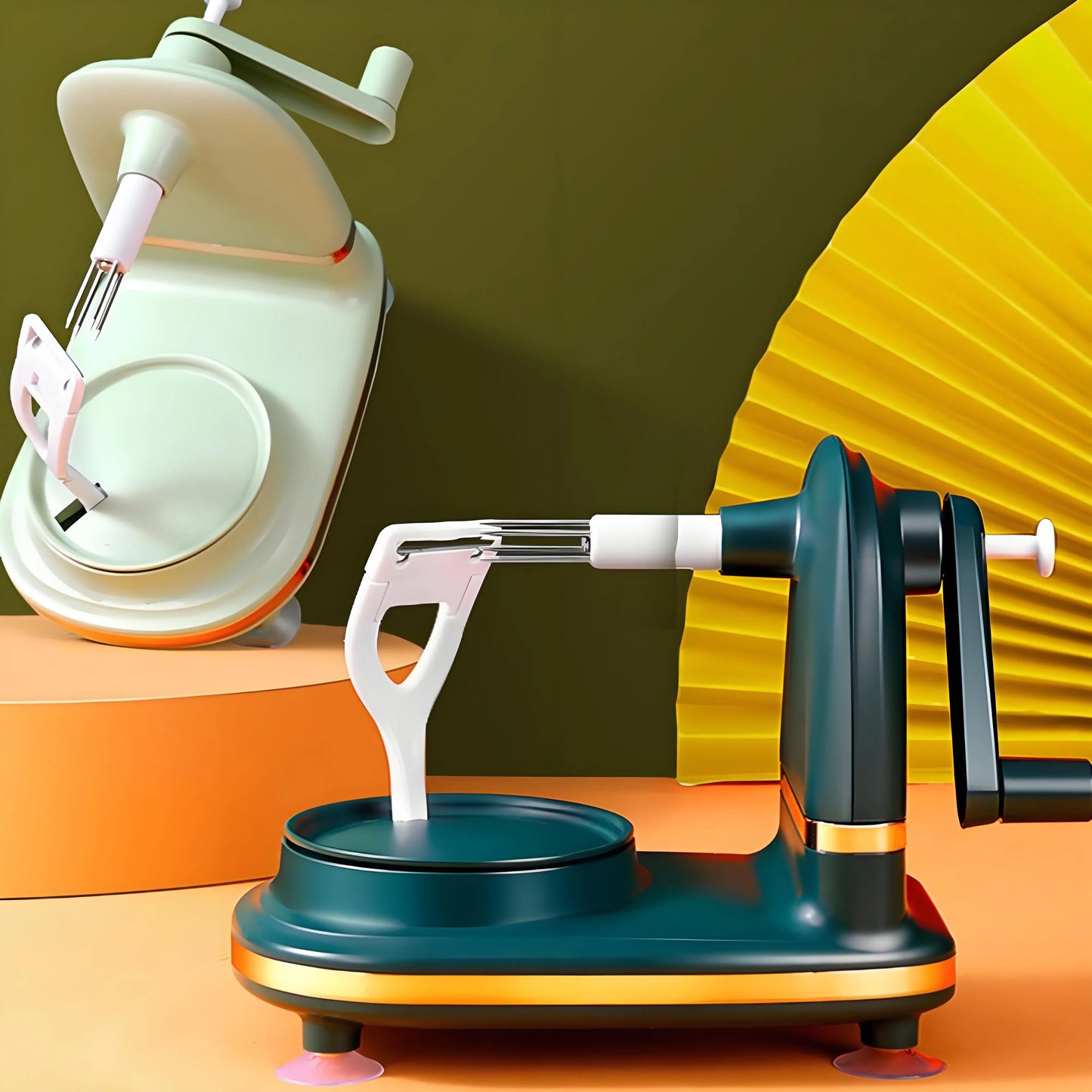 Manual Hand Crank Fruit Peeler with Suction Cup Labor-Saving Kitchen Tool for Safe Peeling