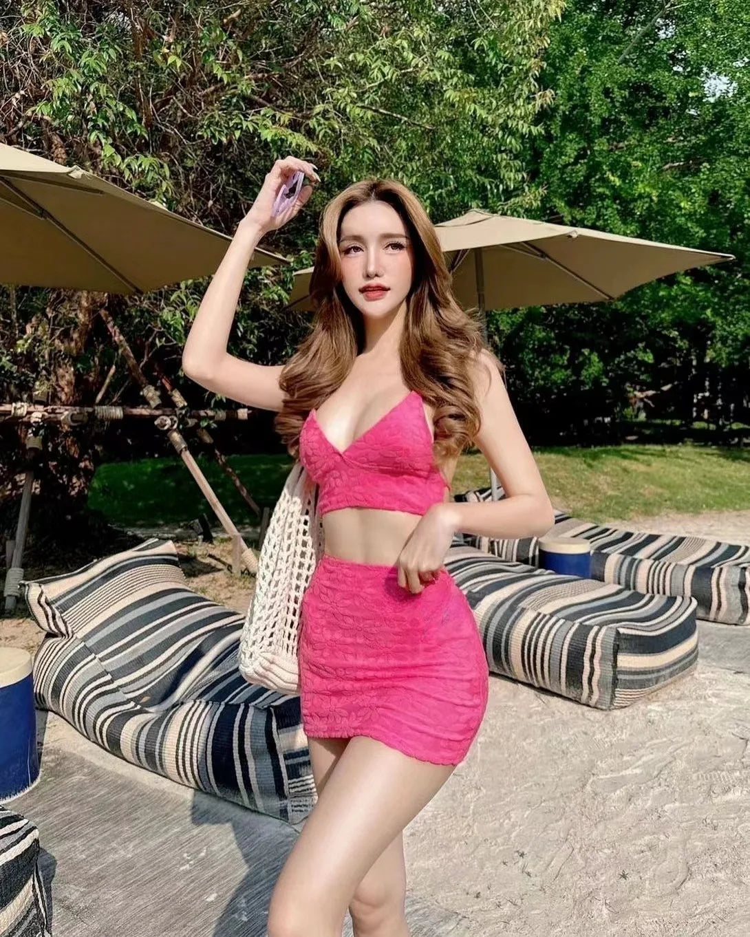New String Bikinis with Skirts Three Pieces Swimsuit Women Swimwear Beach Wear Bathing Suit Korean Bikini Set Pool Bather 2024