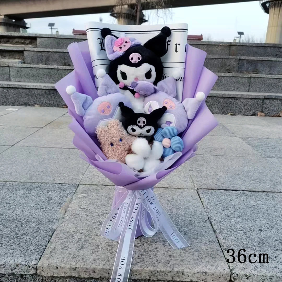 MINISO Anime Hello Kitty Kuromi Bouquet Cinnamoroll  Anime Plush Doll Toy  Valentine's Day Birthday Christmas Gift