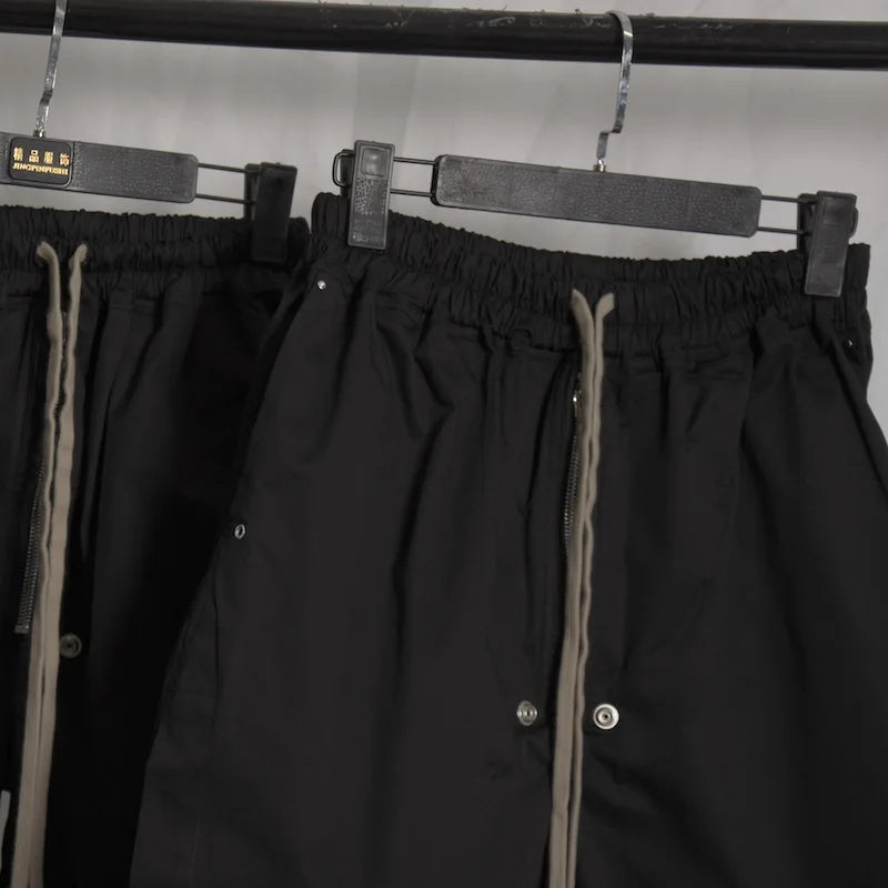 High Street Men's Pants Black Solid Casual Shorts for Man Cotton Zipper Design Men Trousers Techwear Men's Clothing