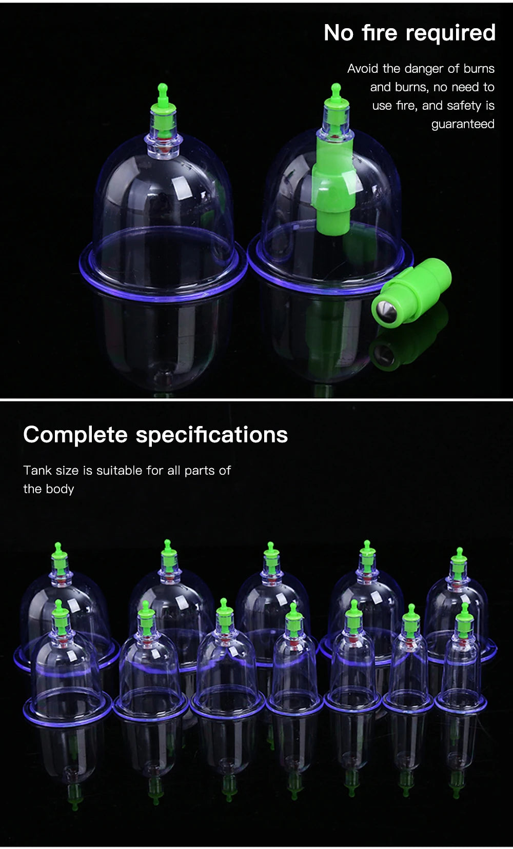 12/6Pcs Vacuum Cupping Set Suction Cups Back Massage Body Cup Detox Massage Body Cups Vacuum Cupping Anti Cellulite Massage Jars
