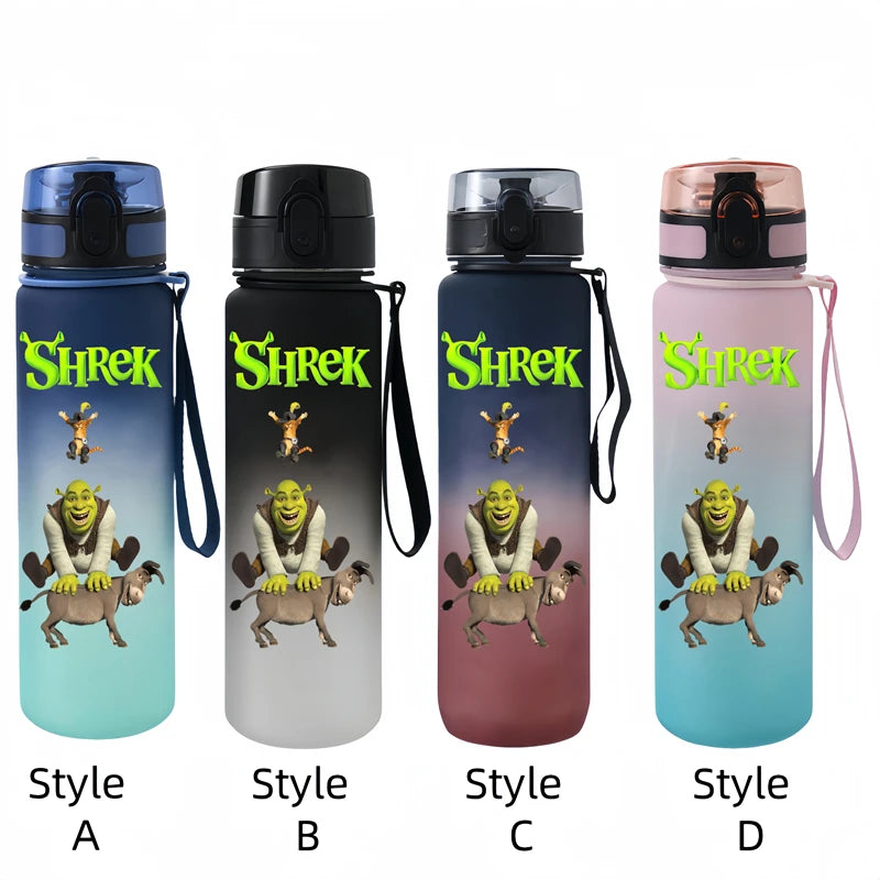 Shrek  650ml Cartoon Characters Portable Water Cup Large Capacity Outdoor Plastic Leak-proof Water Bottle Children's Gift