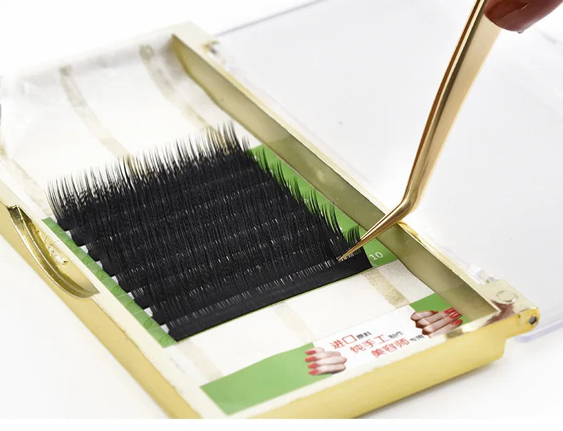 1PC Eyelash Tweezer For False Eyelash Extension Lash Fan Eyebrows Nail Art Clip Cilia Gold Stainless Steel Tweezers Makeup Tools