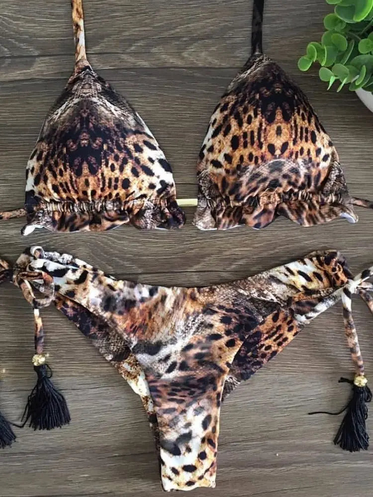 RUOTONGSEPT 2023 Striped Bikini Set Knotted Swimsuit Women Biquinis Beach Sexy Thong Swimwear Bandage Brazilian Mirco Bikinis