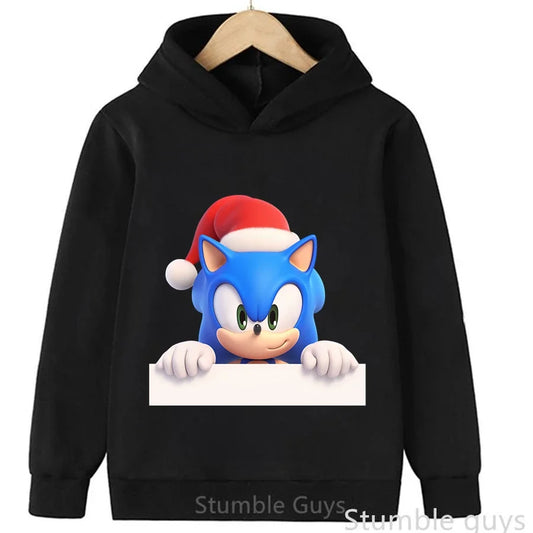 Anime Sonic Kids Hoodie Trucksuit Autumn Boys Girls Cartoon Clothes Christmas Gift Trendy Match Cardigan Sweatshirt