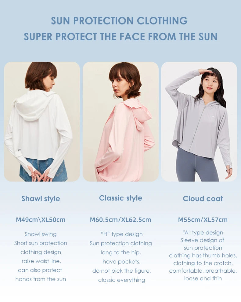 OhSunny Women Clothing Anti-UV Coats Hooded Sun Protection with Strip Loose Breathable Long Sleeve Sport Cycling Clothes