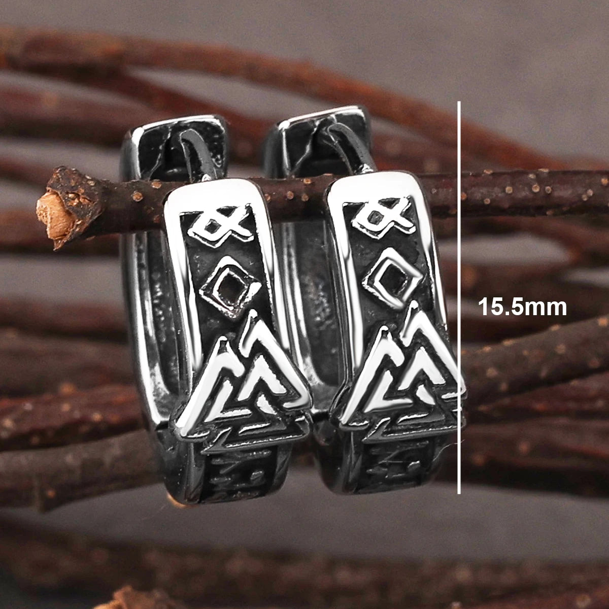 Vintage Viking Valknut Hoop Earrings Men Women Tiny Ancient Nordic Amulet Jewelry Scandinavian Rune Gift Stainless Steel Earring