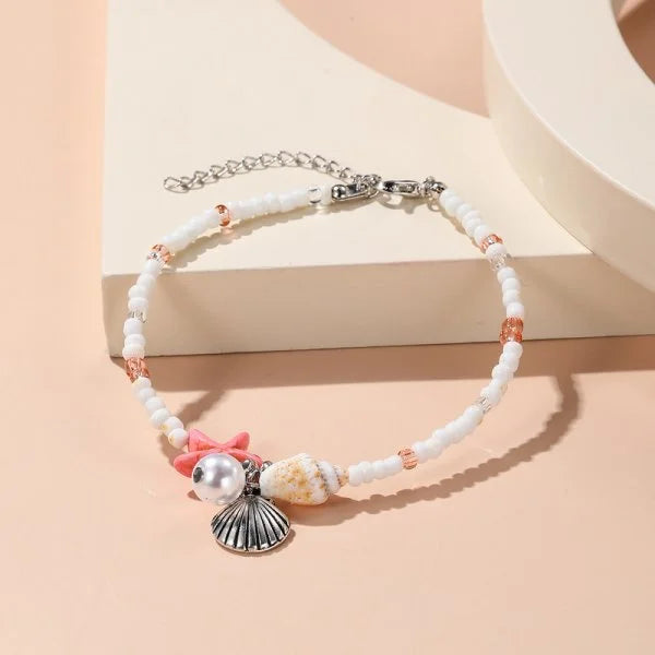 Bohemian Imitation Shell Beads Bracelet For Women Sea Star Turtle Woven Rope Bracelet Handmade Friendship Beach Holiday  Jewelry