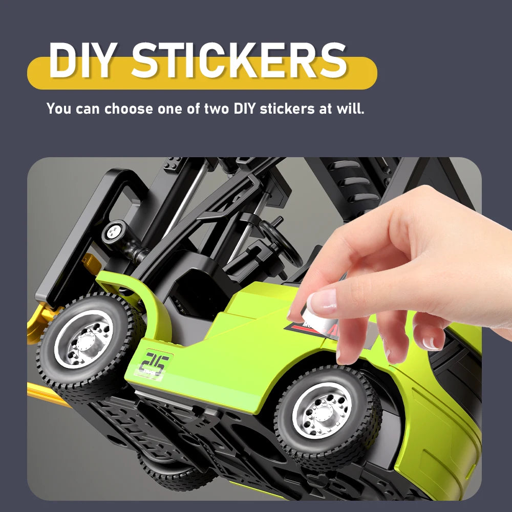 1:64 Bluetooth Remote Control Crane And Forklift two-in-one Desktop Mini Alloy Toy Car With Trailer Christmas Gift In Color Box