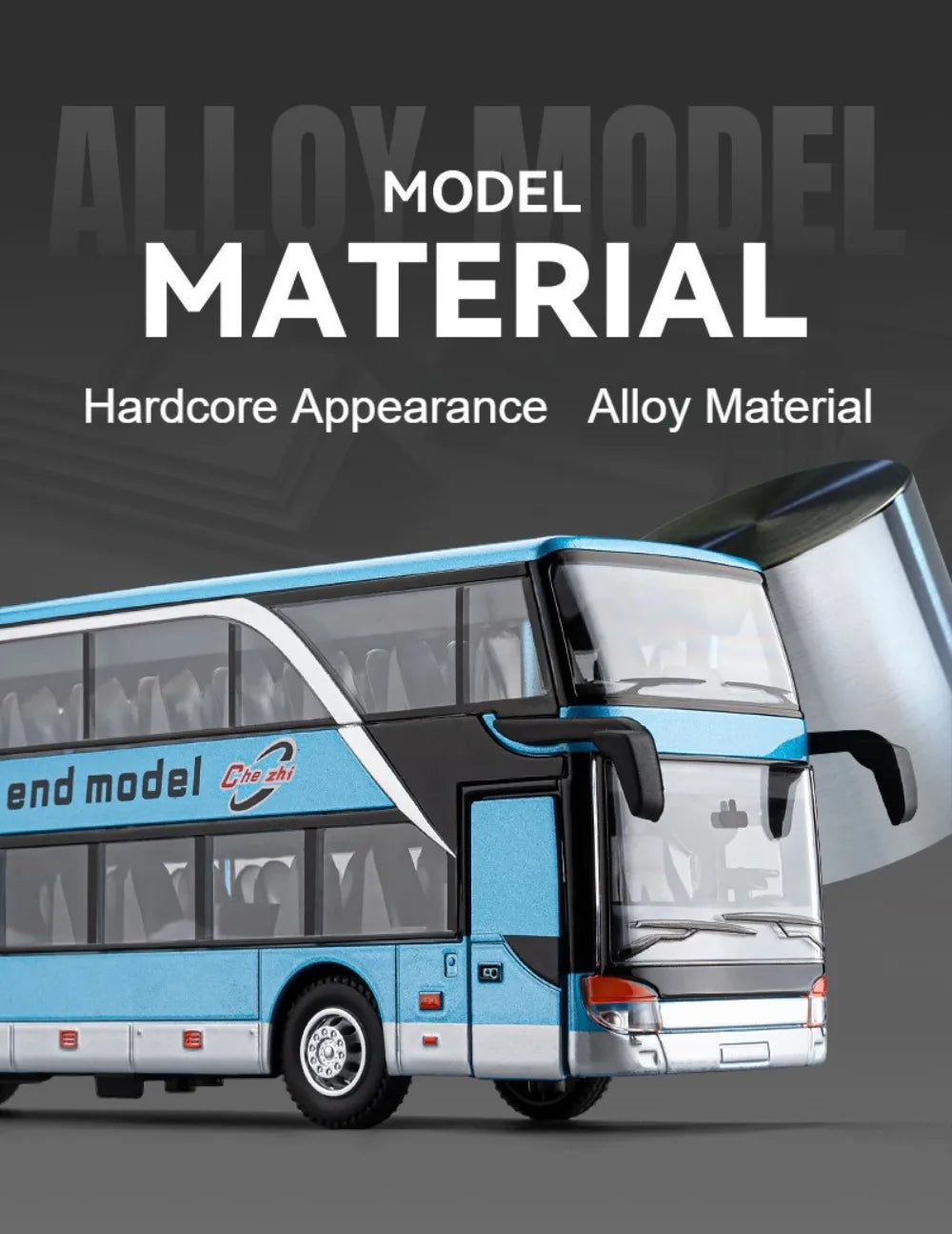 1:30 Business Single Alloy Diecast Double Decker Bus Model Toys Car Doors Opened Sound Light Pull Back Cars Child Christmas Gift