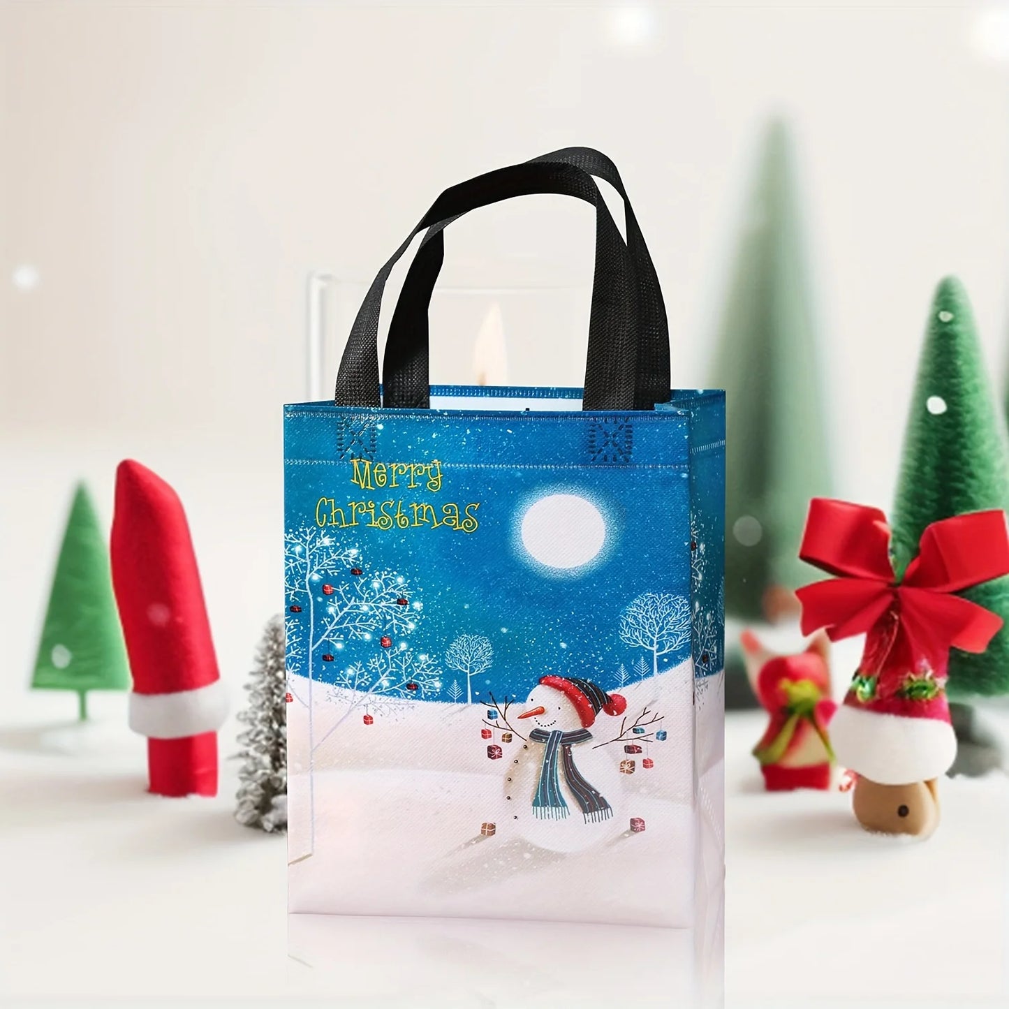 32 Medium Christmas Gift Bags with Handles, Reusable Non-Woven Fabric Christmas Shopping Bags,Holiday Party Supplies Decorations