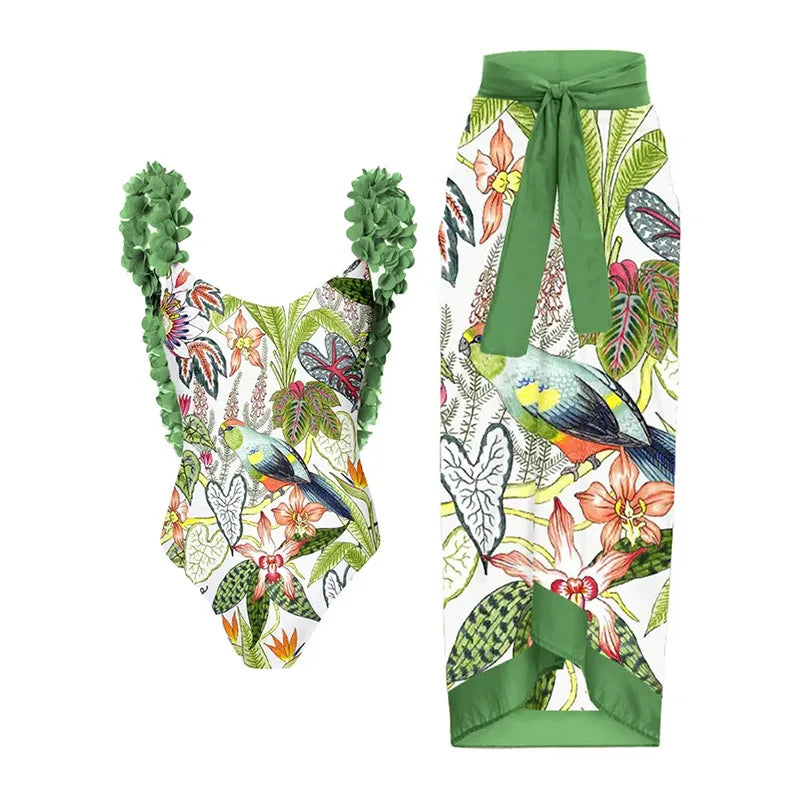 2023 New Arrival Push Up Women Bikini Set Floral Printed Ruffle Bikinis Strappy Bandage Swimwear Brazilian Biquini Bathing Suit