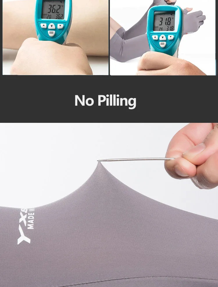 Ice Silk Sleeves Women Summer Sun Protection Men Fishing Cycling Breathable Two-Finger Non-Slip Gloves Arm Warmer Driving Sleeve