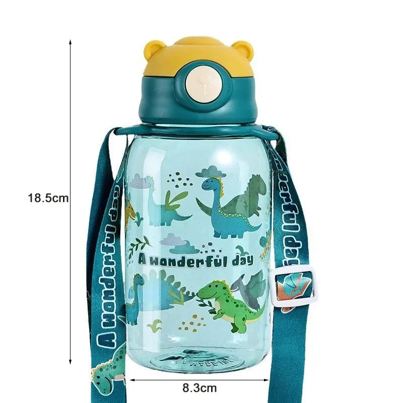 650ml Cute Kids Water Bottle with Straw Free BPA Leakproof Outdoor Portable Children's Cups School Water Bottle for Children
