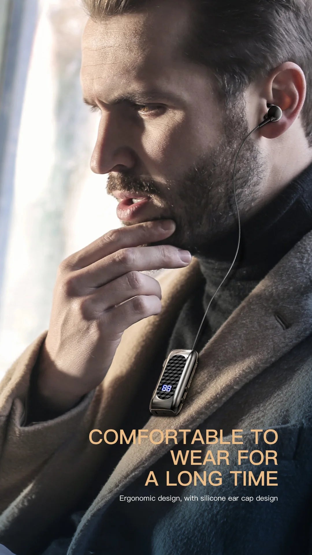 Bluetooth V5.2 Wireless Earbuds Clip On Earphone Business Headphone In-Ear Vibrating Alert